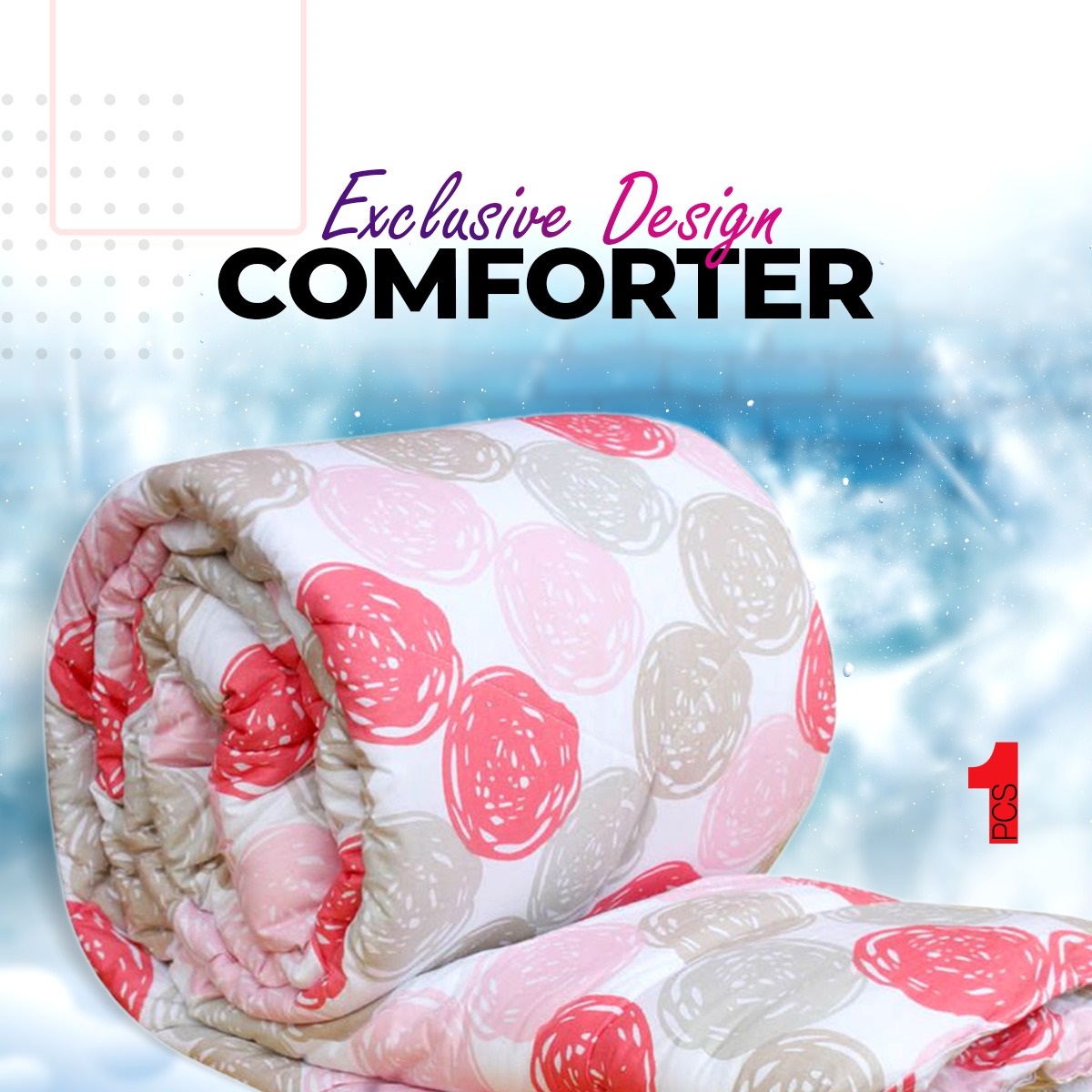 King Size Comforter Cotton Outside Fiber Filler Inside Too Warmth Perfect For Winter - LC009